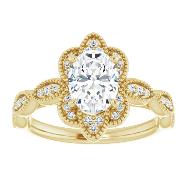 Scalloped Halo Vintage Engagement Ring