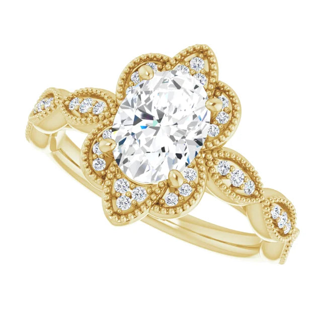 Scalloped Halo Vintage Engagement Ring