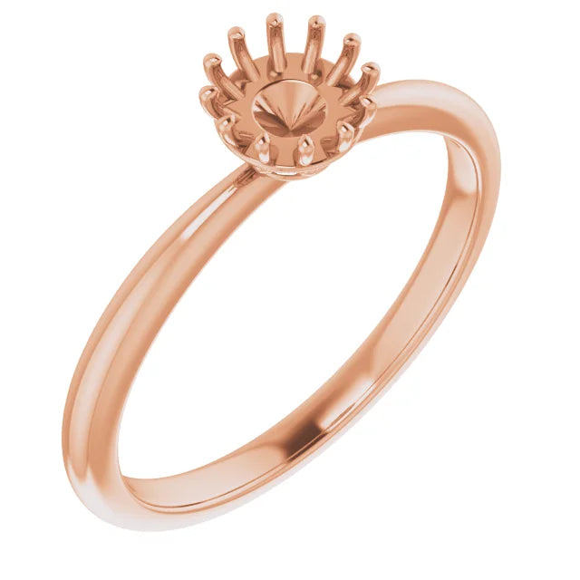 14K White 5.2 mm Round .04 CTW Natural Diamond Semi-Set Engagement Ring