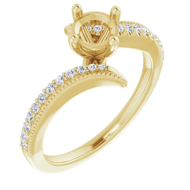 14K White 5.25 mm Round 1/5 CTW Natural Diamond Semi-Set Engagement Ring