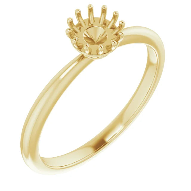 14K White 5.2 mm Round .04 CTW Natural Diamond Semi-Set Engagement Ring