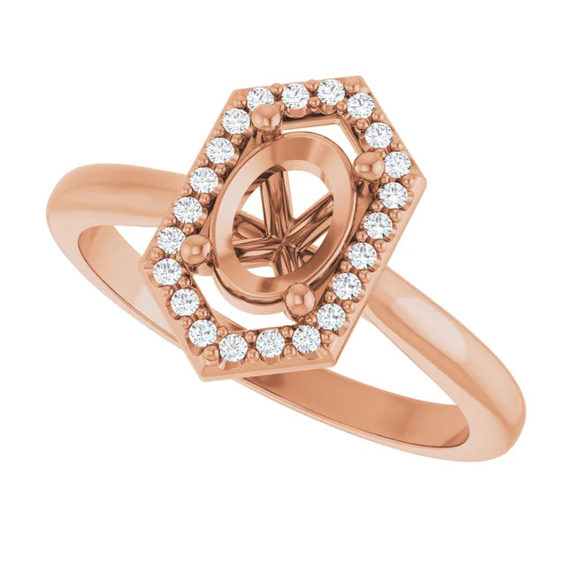 14K Yellow 7x5 mm Oval .08 CTW Natural Diamond Semi-Set Engagement Ring