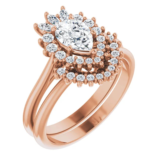 14K White 7x5 mm Pear 1/4 CTW Natural Diamond Semi-Set Engagement Ring