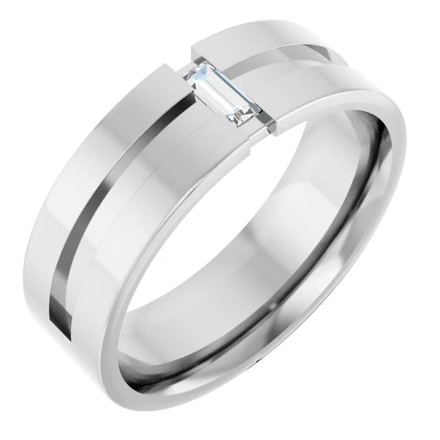 14K Yellow 1/8 CT Natural Diamond Notched Band Size 10