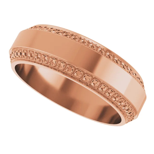 14K 7 mm Beveled-Edge Flat Band Mounting Size 10