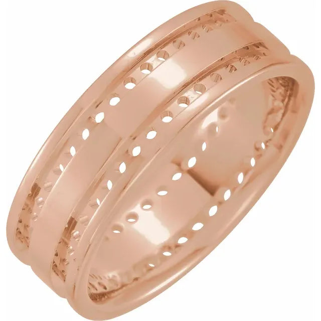 14K 1 1/8 CTW Natural Diamond Double Row Channel-Set 7 mm Flat Band Size 10