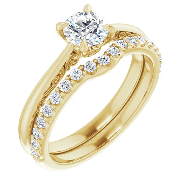 14K White 5.2 mm Round 0.01 CTW Natural Diamond Semi-Set Engagement Ring