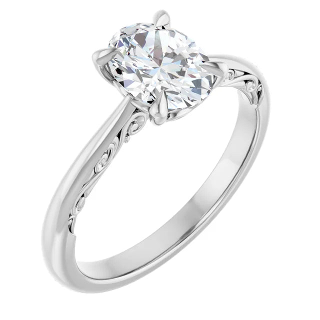 14K White 5.2 mm Round 0.01 CTW Natural Diamond Semi-Set Engagement Ring