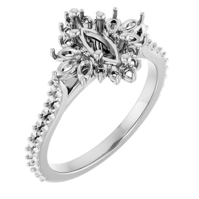 14K Yellow 8x4 mm Marquise Halo-Style Engagement Ring Mounting