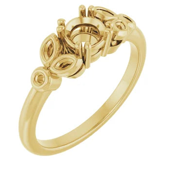 10K Rose 5.2 mm Round Engagement Ring Mounting