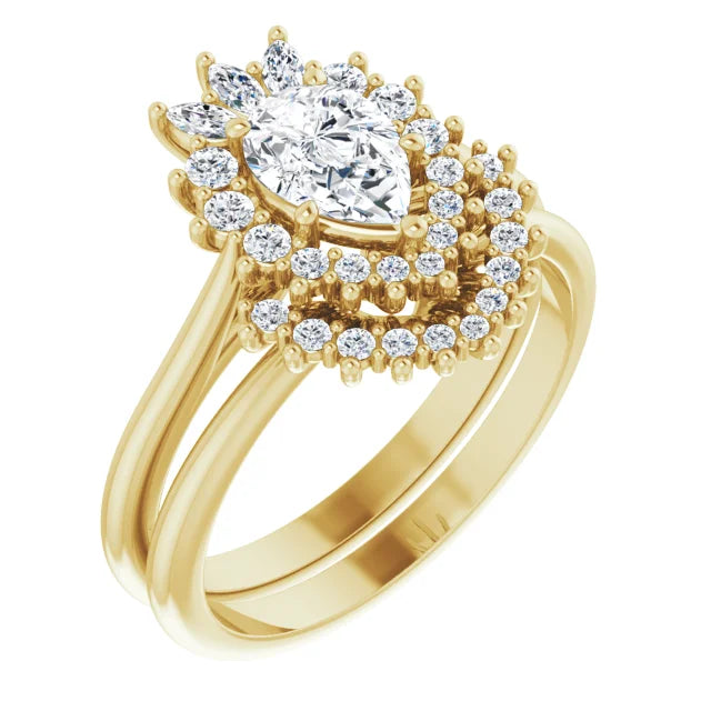 14K White 7x5 mm Pear 1/4 CTW Natural Diamond Semi-Set Engagement Ring