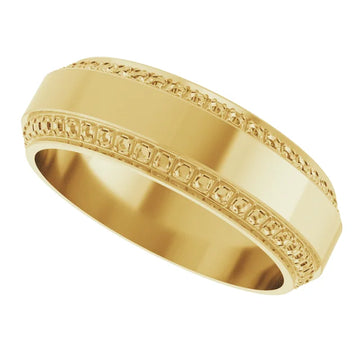 14K 7 mm Beveled-Edge Flat Band Mounting Size 10