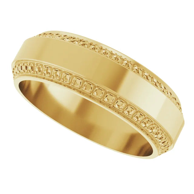 14K 7 mm Beveled-Edge Flat Band Mounting Size 10