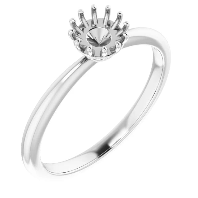 14K White 5.2 mm Round .04 CTW Natural Diamond Semi-Set Engagement Ring