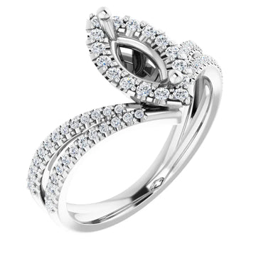 14K  8x4 mm Marquise 1/3 CTW Natural Diamond Semi-Set Engagement Ring