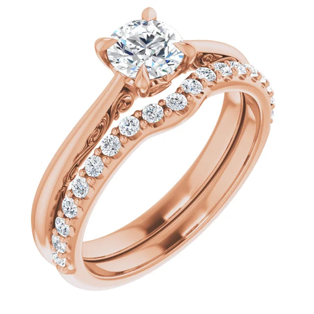 14K White 5.2 mm Round 0.01 CTW Natural Diamond Semi-Set Engagement Ring