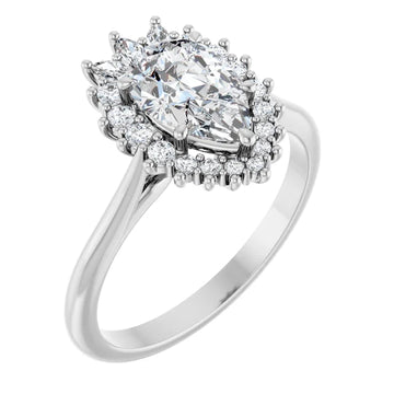 14K White 7x5 mm Pear 1/4 CTW Natural Diamond Semi-Set Engagement Ring