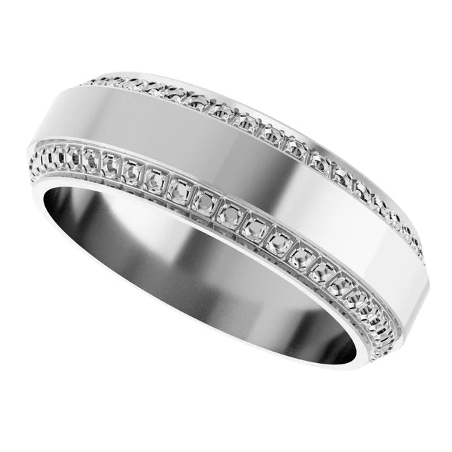 14K 7 mm Beveled-Edge Flat Band Mounting Size 10