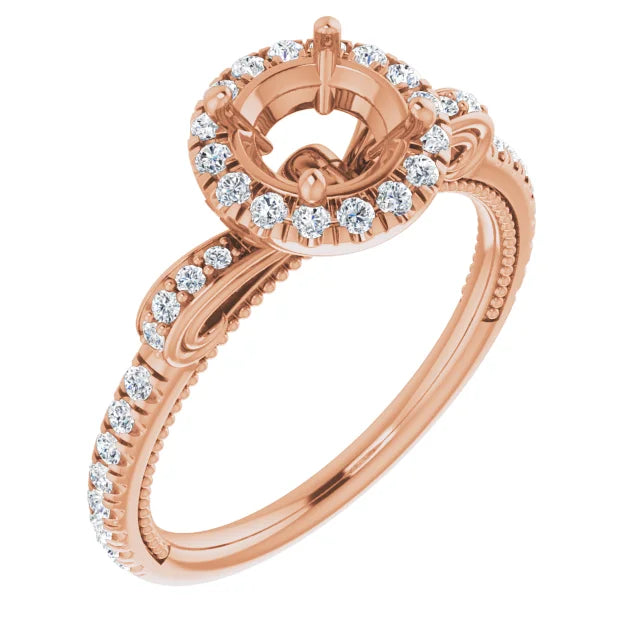 14K Yellow 6.5 mm Round 3/8 CTW Natural Diamond Semi-Set Engagement Ring