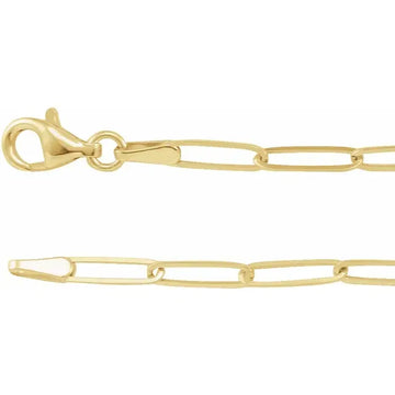 14K 2.6 mm Paperclip-Style 18" Chain