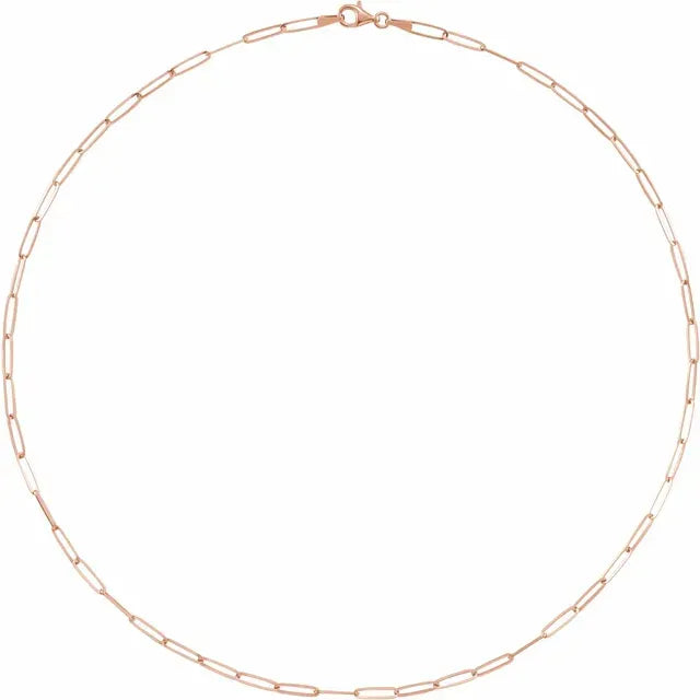 14K 2.6 mm Paperclip-Style 18" Chain