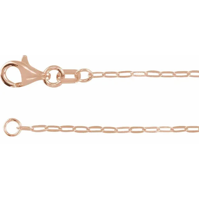 14K 1.25 mm Paperclip-Style 7" Chain