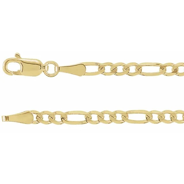 14K 3 mm Figaro 7" Chain