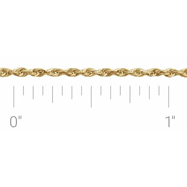 14K 1.3 mm Diamond Cut Rope Chain