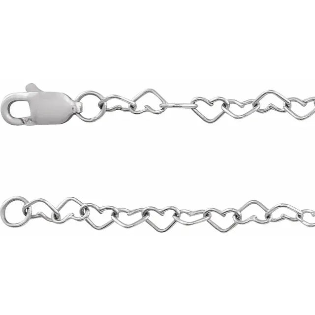 14K 3.2 mm Heart 18" Chain