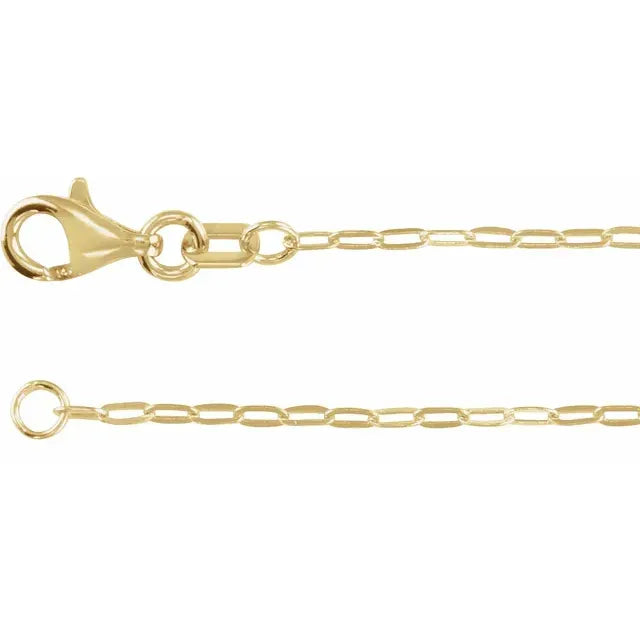 14K 1.25 mm Paperclip-Style 7" Chain