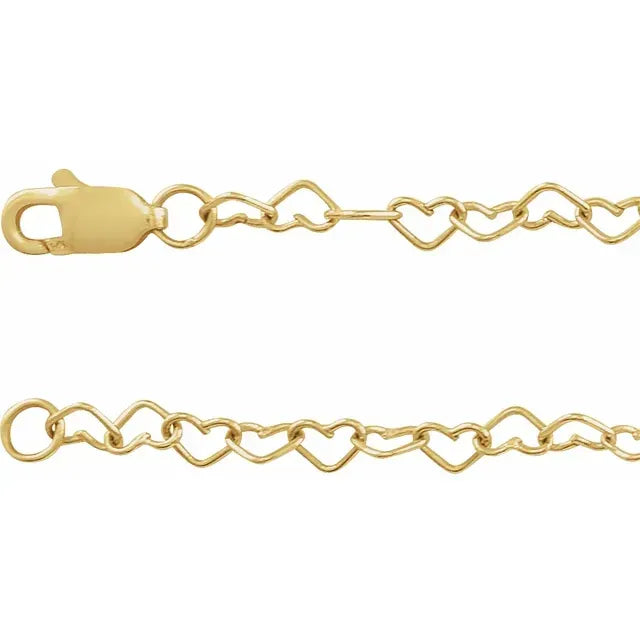 14K 3.2 mm Heart 18" Chain