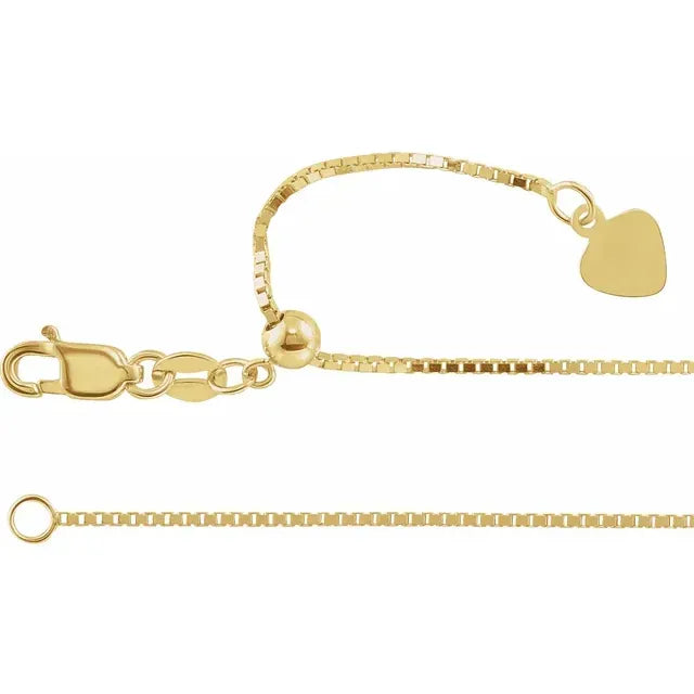 14K .85 mm Adjustable Box 16-22" Chain