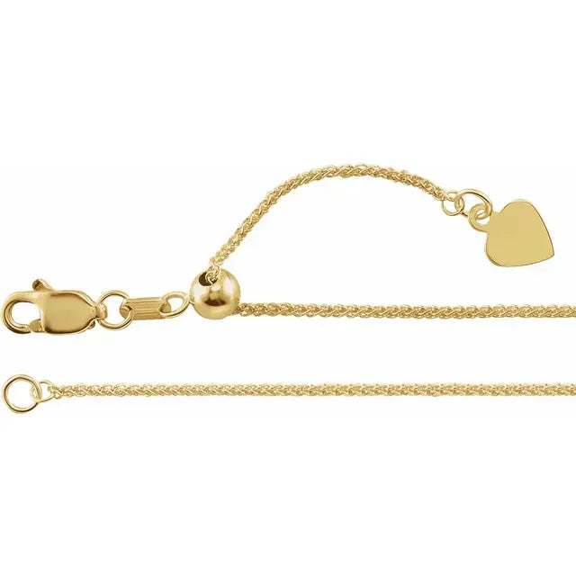 14K 1 mm Adjustable Wheat 16-22" Chain