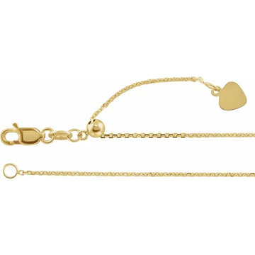 14K 1 mm Adjustable Cable 16-22" Chain