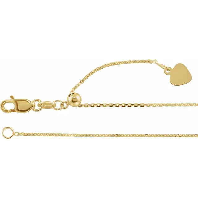 14K 1 mm Adjustable Cable 16-22" Chain
