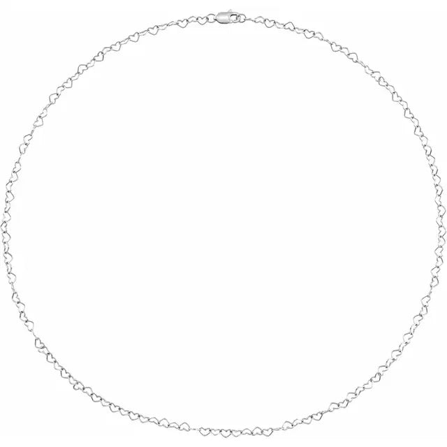 14K 3.2 mm Heart 18" Chain
