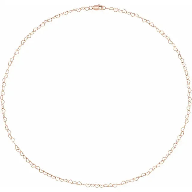 14K 3.2 mm Heart 18" Chain