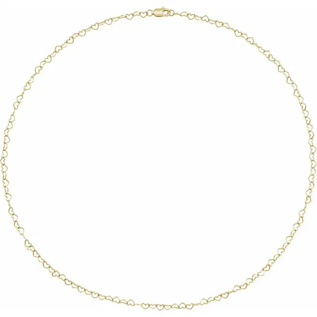 14K 3.2 mm Heart 18" Chain