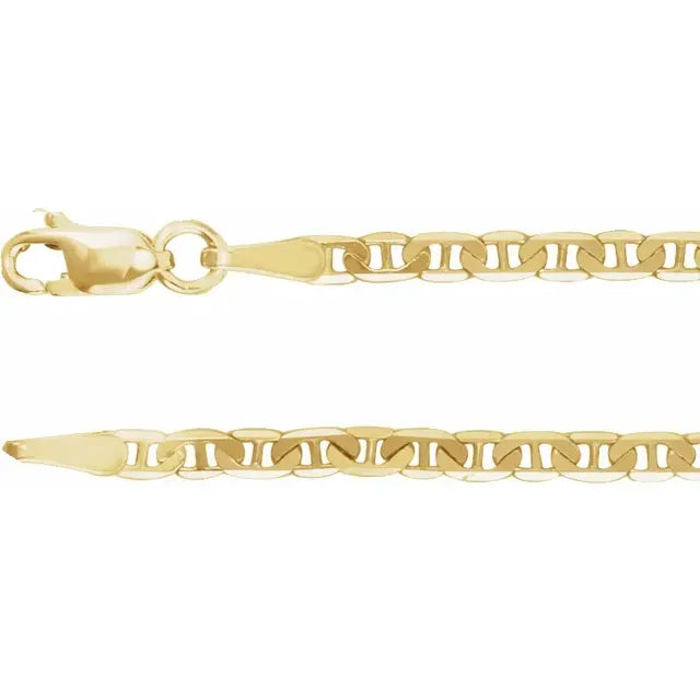 14K 1 mm Diamond-Cut Anchor Chain