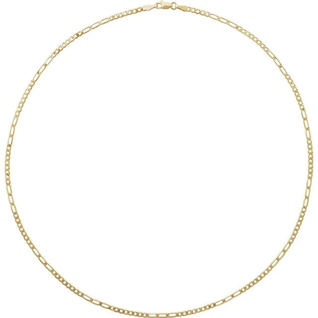 14K 2.5 mm Figaro 20" Chain