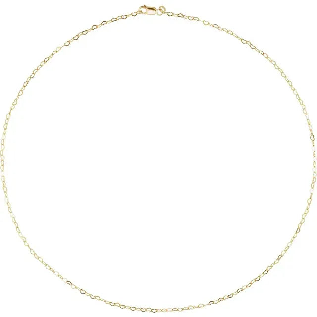 14K 1.9 mm Heart 18" Chain