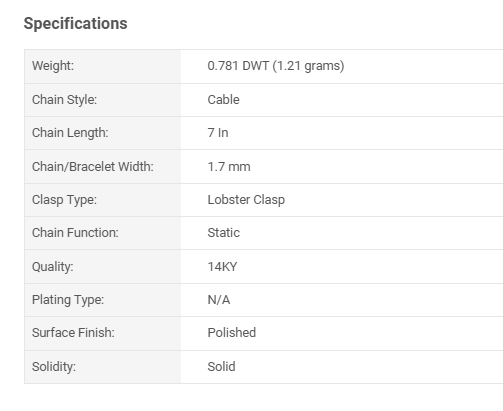 14K Yellow Gold 1.7 mm Satellite Bar Link Cable Bracelet